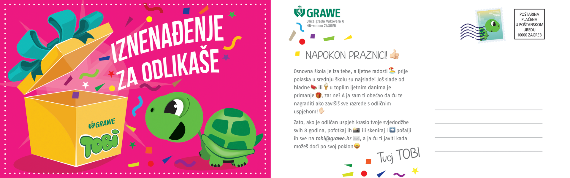 TOBI razglednica za odlikaše TOBI razglednica za odlikaše